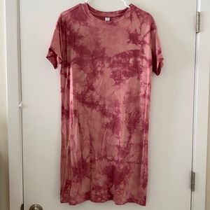 Pink tie dye tshirt dress Size S